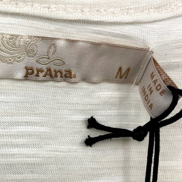 PRANA Women's Ocupas Popover Top Medium Soft White Pintuck Short Sleeve NWT - Picture 8 of 11